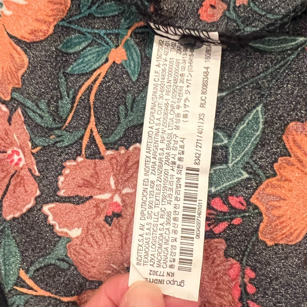 ZARA Trafaluc Navy Floral Maxi Dress | XS | Missing Belt | Excellent Condition - Picture 9 of 10